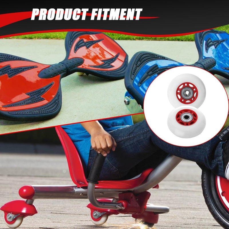 KAMIER Rip Stik Wheels 76mm x 24mm Replacement for Razor FlashRider RipRider PowerRider 360 Caster Trike RipStik Ripster Ripsurf Caster Board Kids Mini Scooter Skateboarded CasterBoard Wheel Parts Red - Image 3